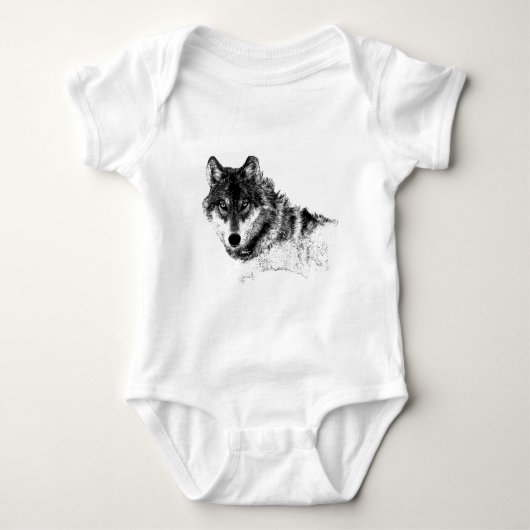 Black White Inspirerend Wolf Eyes Romper (Voorkant)