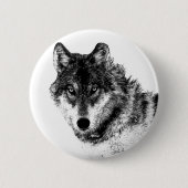 Black White Inspirerend Wolf Eyes Ronde Button 5,7 Cm (Voorkant)