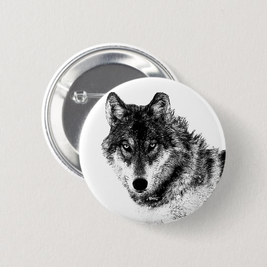 Black White Inspirerend Wolf Eyes Ronde Button 5,7 Cm (Voorkant /achterkant)
