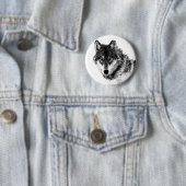 Black White Inspirerend Wolf Eyes Ronde Button 5,7 Cm (In situ)