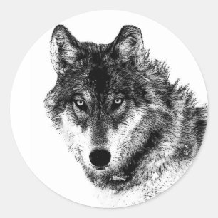 Black White Inspirerend Wolf Eyes Ronde Sticker