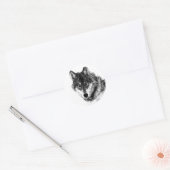 Black White Inspirerend Wolf Eyes Ronde Sticker (Envelop)