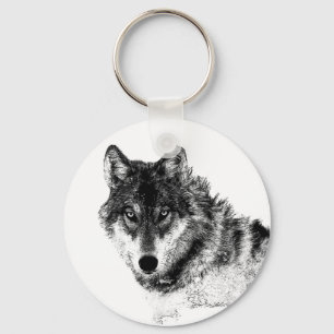 Black White Inspirerend Wolf Eyes Sleutelhanger