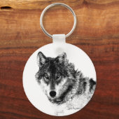 Black White Inspirerend Wolf Eyes Sleutelhanger (Voorkant)
