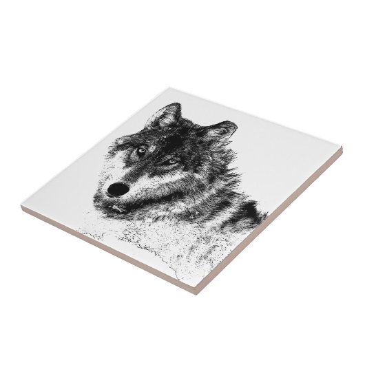 Black White Inspirerend Wolf Eyes Tegeltje (Zijkant)