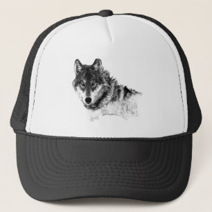 Black White Inspirerend Wolf Eyes Trucker Pet