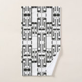 Black White Interlocking Maze Pattern Bath Towells Bad Handdoek (Handdoek)