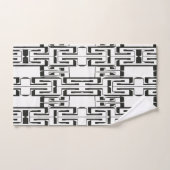 Black White Interlocking Maze Pattern Bath Towells Bad Handdoek (Handdoek)
