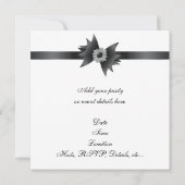 Black White Ivory Damask Party Kaart (Achterkant)