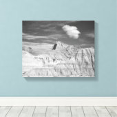 Black & White Jagged Peaks in de Badlands 11x14 Canvas Afdruk (Insitu (Houten vloer))