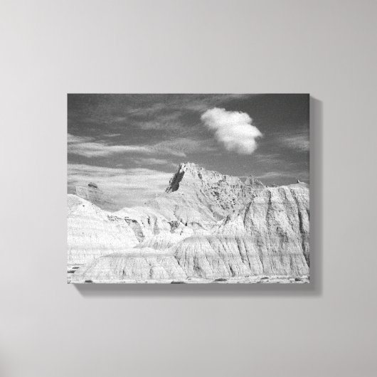 Black & White Jagged Peaks in de Badlands 11x14 Canvas Afdruk (Voorkant)