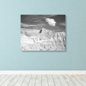 Black & White Jagged Peaks in de Badlands 16x20 Canvas Afdruk (Insitu (Houten vloer))