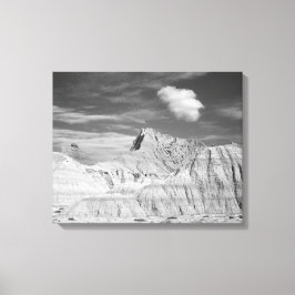 Black & White Jagged Peaks in de Badlands 16x20 Canvas Afdruk