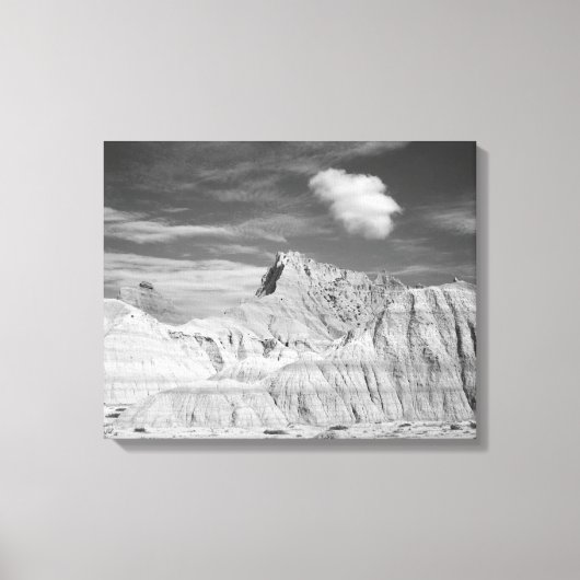 Black & White Jagged Peaks in de Badlands 16x20 Canvas Afdruk (Voorkant)