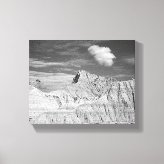 Black & White Jagged Peaks in de Badlands 8x10 Canvas Afdruk (Voorkant)