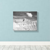 Black & White Jagged Peaks in de Badlands 8x10 Canvas Afdruk (Insitu (Houten vloer))