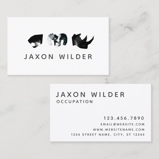 Black White Jaguar Rhino Ram Smoke Silhouette Visitekaartje (Voorkant / Achterkant)