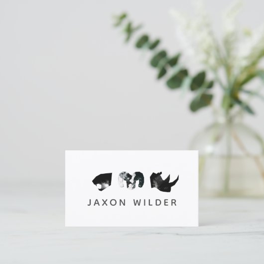 Black White Jaguar Rhino Ram Smoke Silhouette Visitekaartje (Staand voorkant)