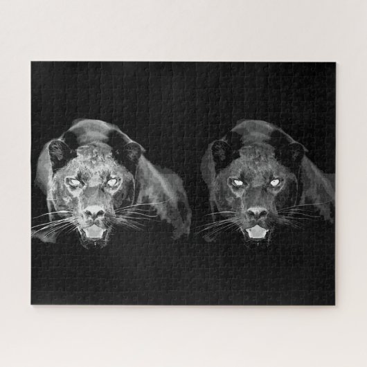 Black & White Jaguar - Wild Animals Big Cats Legpuzzel (Horizontaal)