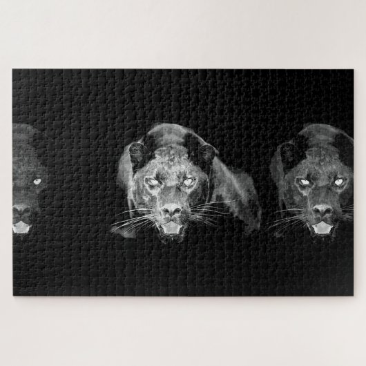 Black & White Jaguar - Wild Animals Big Cats Legpuzzel (Horizontaal)