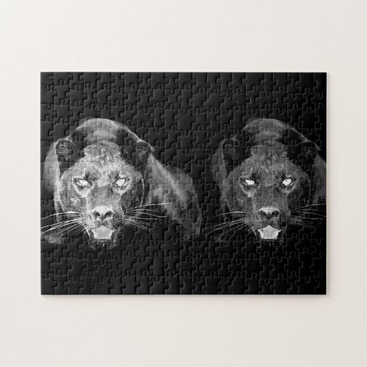 Black & White Jaguar - Wild Animals Big Cats Legpuzzel (Horizontaal)