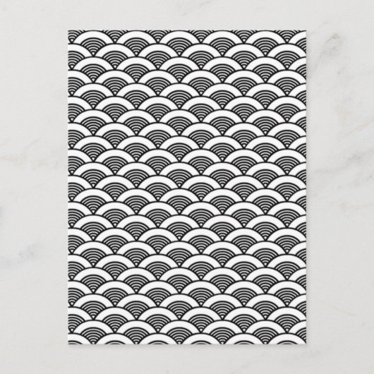 Black White Japanese Wave Pattern Briefkaart (Voorkant)