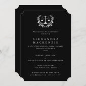 Black+White JD Law Scales Laurel Wreatparty Invi Kaart (Voorkant / Achterkant)