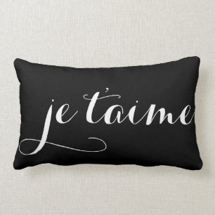 Black & White Je Taime French Calligraphy Pillow Kussen