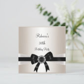 Black White Jewel Bow 30th Birthday Silver Sepia Kaart (Staand voorkant)