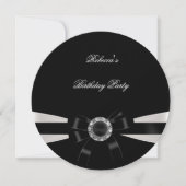 Black White Jewel Bow Birthday Silver Sepia Kaart (Voorkant)