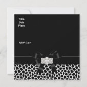 Black White Jewel Bow Invitation Animal Print Kaart (Achterkant)