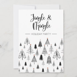 Black White Jingle en Mingle Holiday Party Kaart