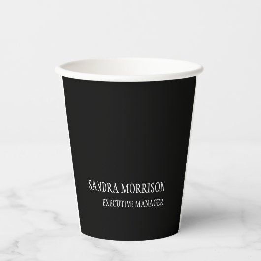 Black White Jouw naam minimalistisch Personal mode Papieren Bekers (Voorkant)
