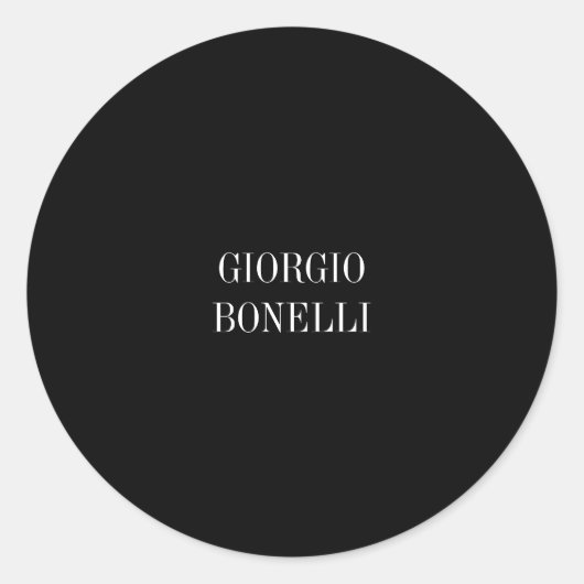 Black White Jouw naam minimalistisch Personal mode Ronde Sticker (Voorkant)