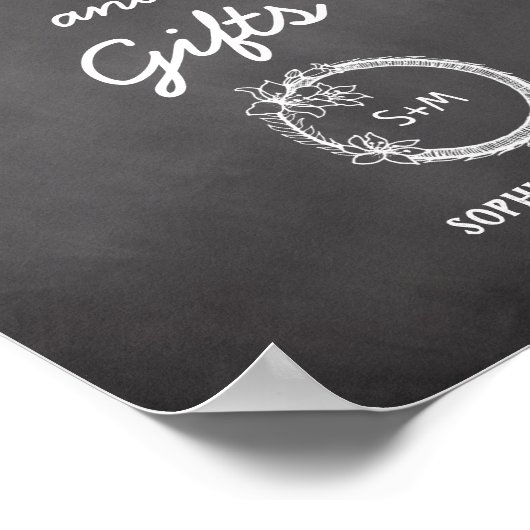 Black White Kaarten Gifts Wedding Sign Poster (Hoek)
