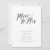 Black White Kalligrafie Miss to Mrs Vrijgezellenfe Kaart (Voorkant)