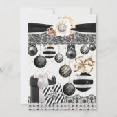 Black White Kerstbal Uitnodigingen (Achterkant)