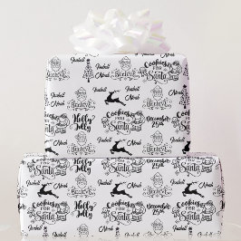 Black White Kerstkerstkerstkerstkerstkerstkerstker Cadeaupapier