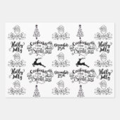 Black White Kerstkerstkerstkerstkerstkerstkerstman Inpakpapier Vel (Voorkant)