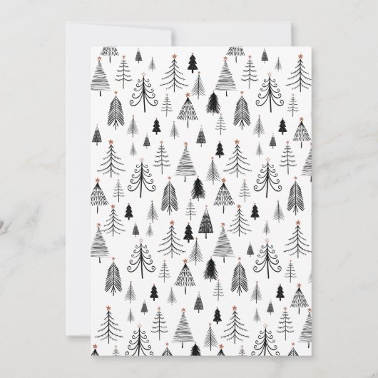 Black White Kerstmis Pine Trees Holiday Party Kaart (Achterkant)