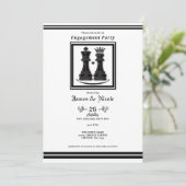 Black White King & Queen Chess Engagement Party Kaart (Staand voorkant)