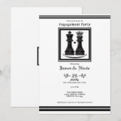 Black White King & Queen Chess Engagement Party Kaart (Voorkant / Achterkant)