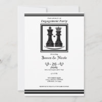 Black White King & Queen Chess Engagement Party