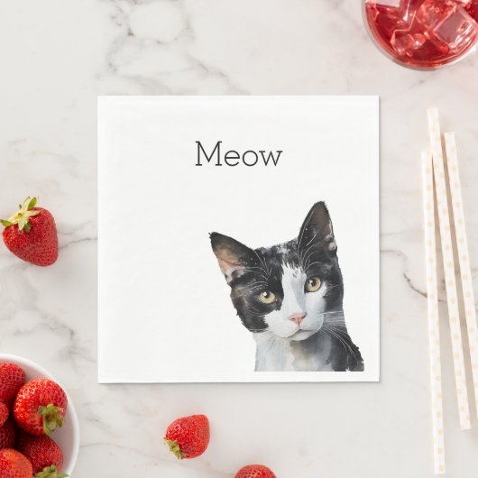 Black White Kitty Cat Servet (Insitu)