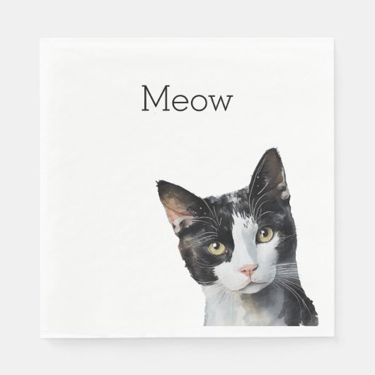 Black White Kitty Cat Servet (Voorkant)