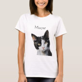 Black White Kitty Cat T-shirt (Voorkant)
