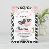 Black White Koe Heb je de Moos uitnodiging gehoord (Staand voorkant)