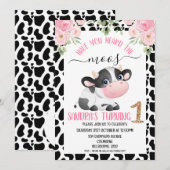 Black White Koe Heb je de Moos uitnodiging gehoord (Voorkant / Achterkant)