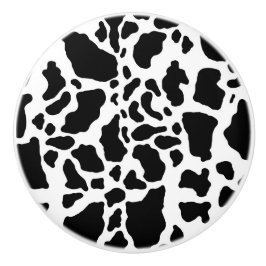 Black & White Koe Spots Animal Print Patroon Keramische Knop