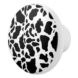 Black & White Koe Spots Animal Print Patroon Keramische Knop